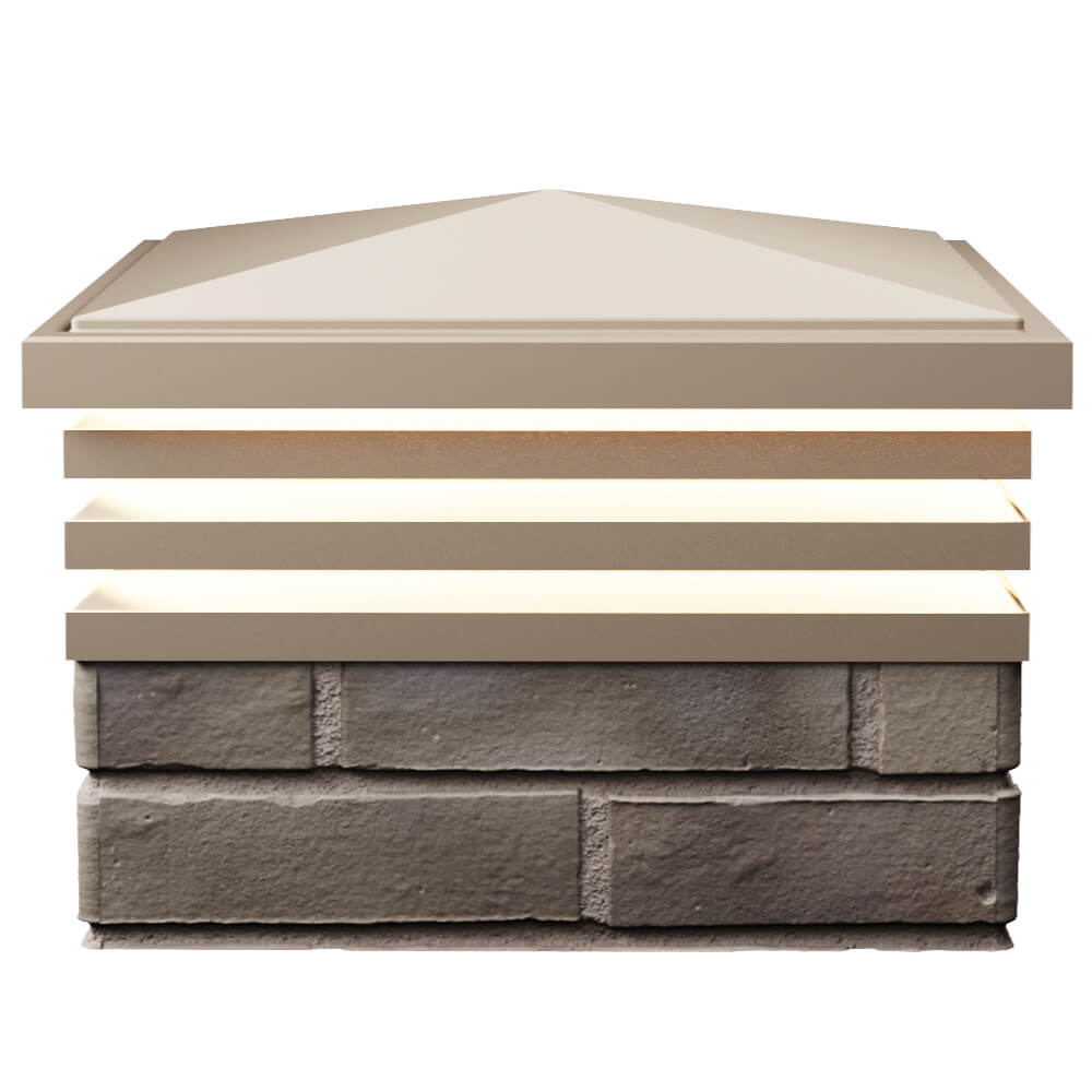 Колпак Zking Бона ХайТек Бежевый на столб 1.5х1.5 кирпича (385х385мм) с подсветкой в Петрозаводске фото