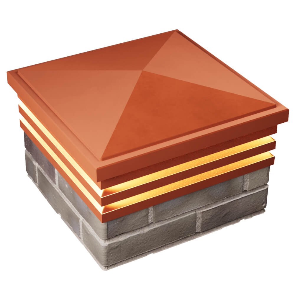 Колпак Zking Бона ХайТек Красный на столб 1.5х1.5 кирпича (385х385мм) с подсветкой в Петрозаводске фото