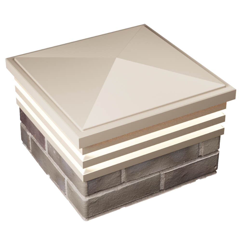 Колпак Zking Бона ХайТек Бежевый на столб 1.5х1.5 кирпича (385х385мм) с подсветкой в Петрозаводске фото