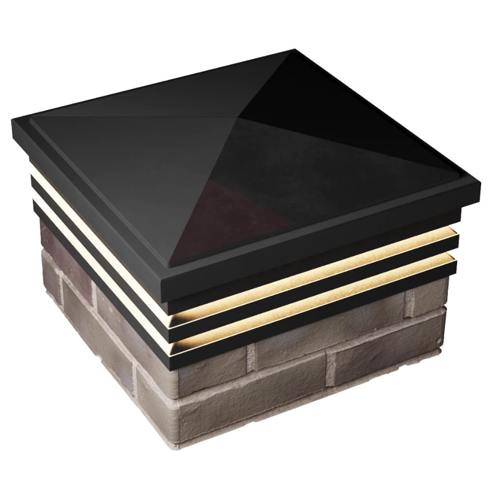 Колпак Zking Бона ХайТек Черный на столб 1.5х1.5 кирпича (385х385мм) с подсветкой в Петрозаводске фото