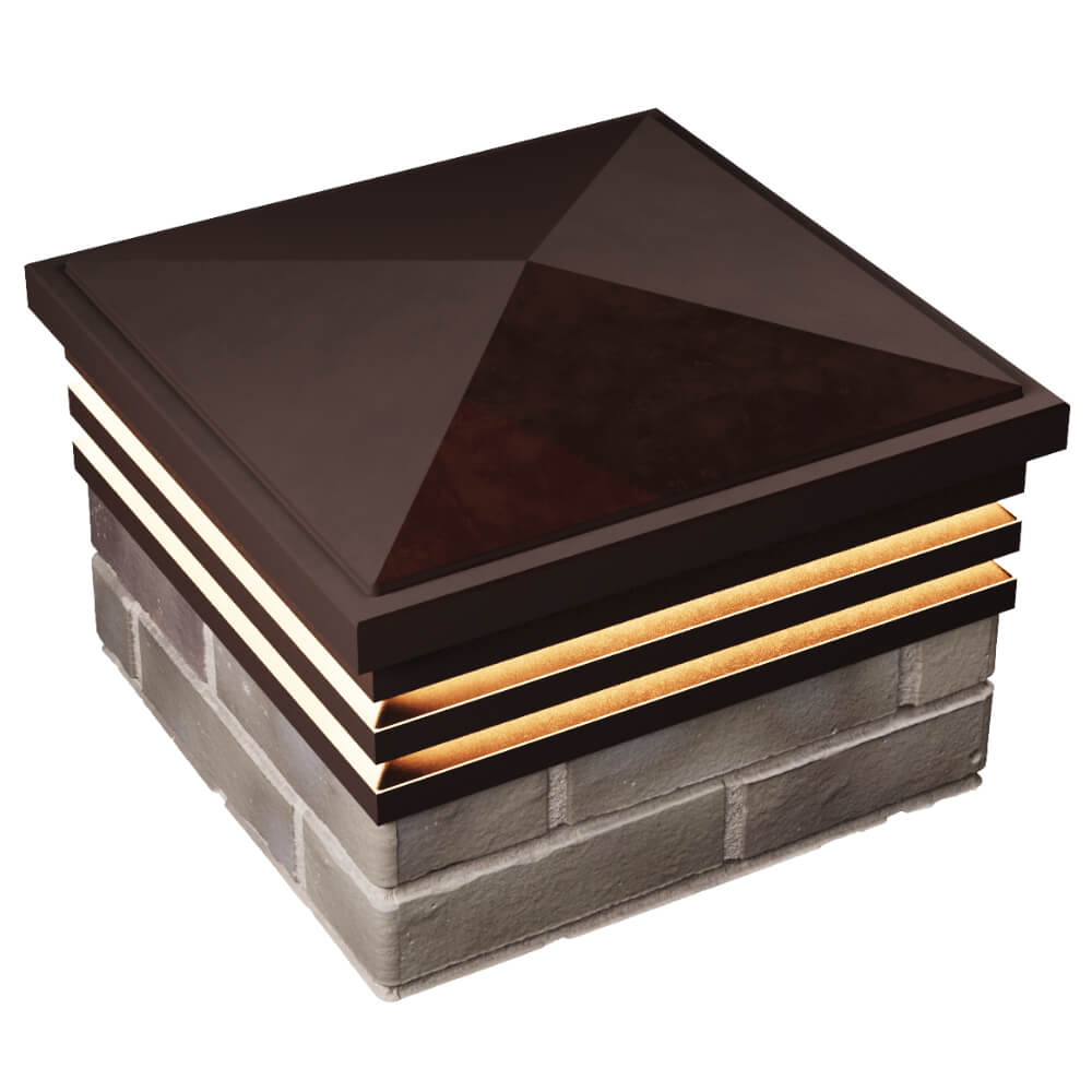 Колпак Zking Бона ХайТек Коричневый на столб 1.5х1.5 кирпича (385х385мм) с подсветкой в Петрозаводске фото