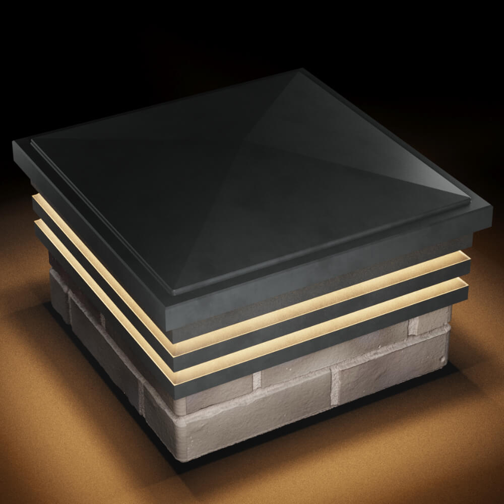 Колпак Zking Бона ХайТек Серый на столб 1.5х1.5 кирпича (385х385мм) с подсветкой в Петрозаводске фото