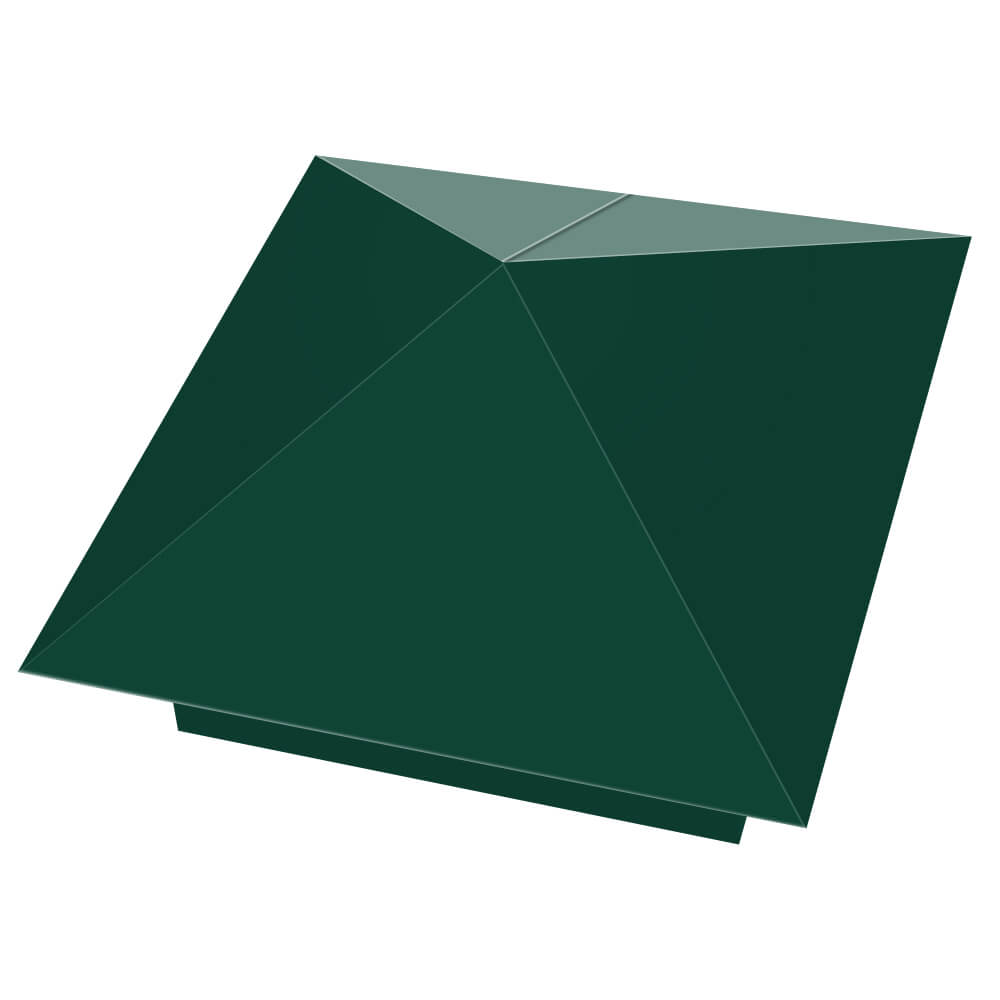 Колпак металлический 390х390мм RAL6005 Зеленый Мох заборный Петрозаводск фото