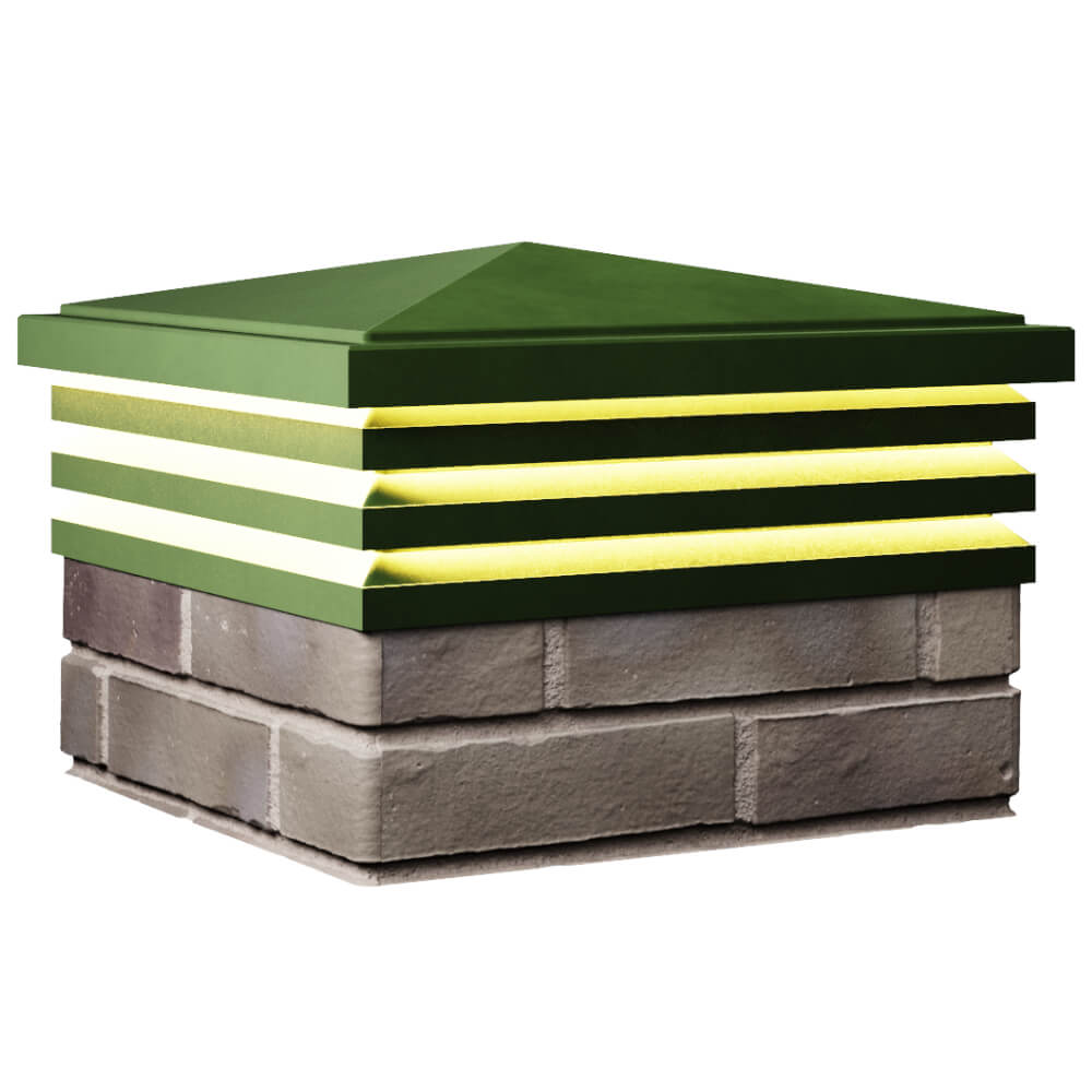 Колпак Zking Бона ХайТек Зеленый на столб 1.5х1.5 кирпича (385х385мм) с подсветкой в Петрозаводске фото