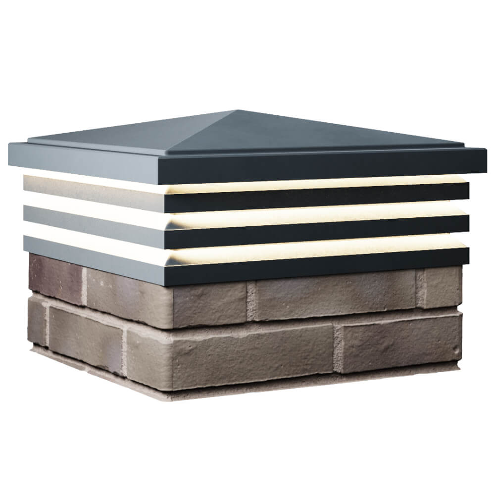 Колпак Zking Бона ХайТек Серый на столб 1.5х1.5 кирпича (385х385мм) с подсветкой в Петрозаводске фото