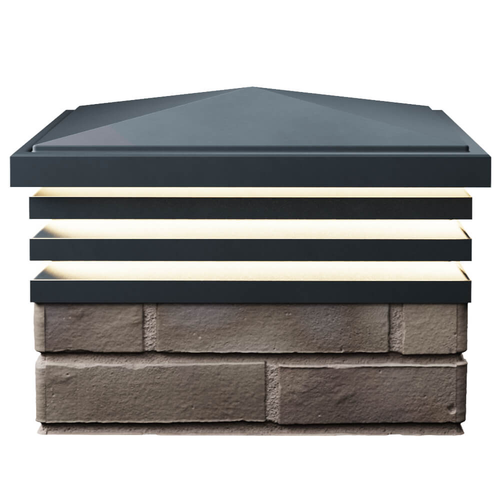 Колпак Zking Бона ХайТек Серый на столб 1.5х1.5 кирпича (385х385мм) с подсветкой в Петрозаводске фото