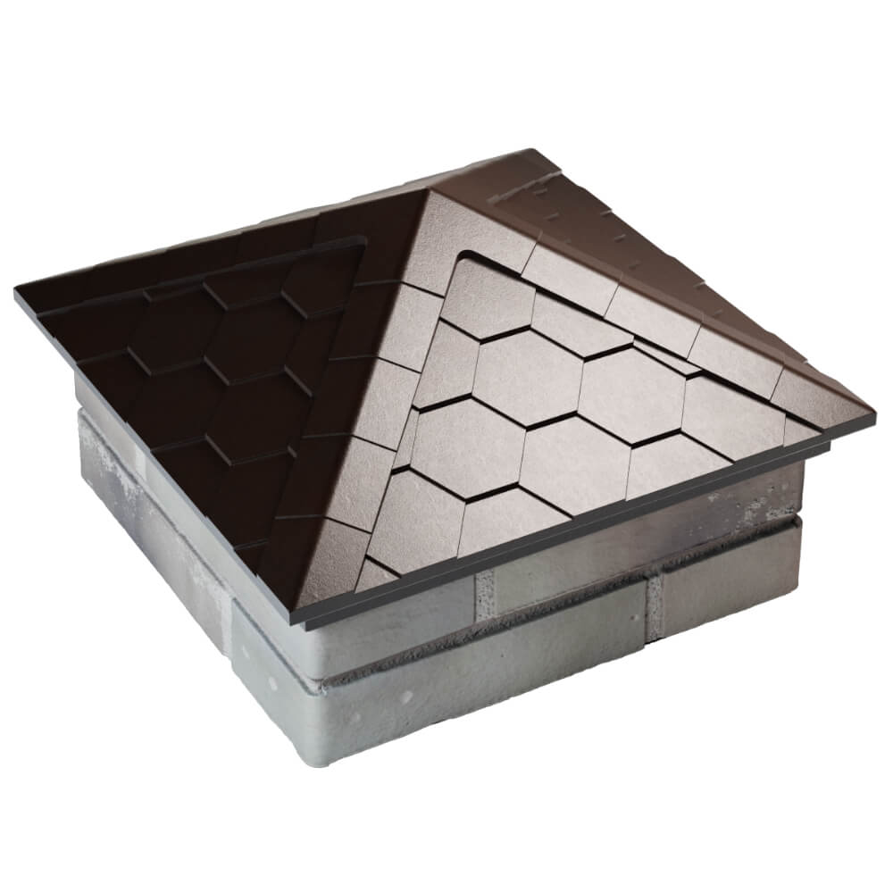 Колпак Zking Эверест Коричневый на столб 1.5х1.5 кирпича (390х390мм) в Петрозаводске фото