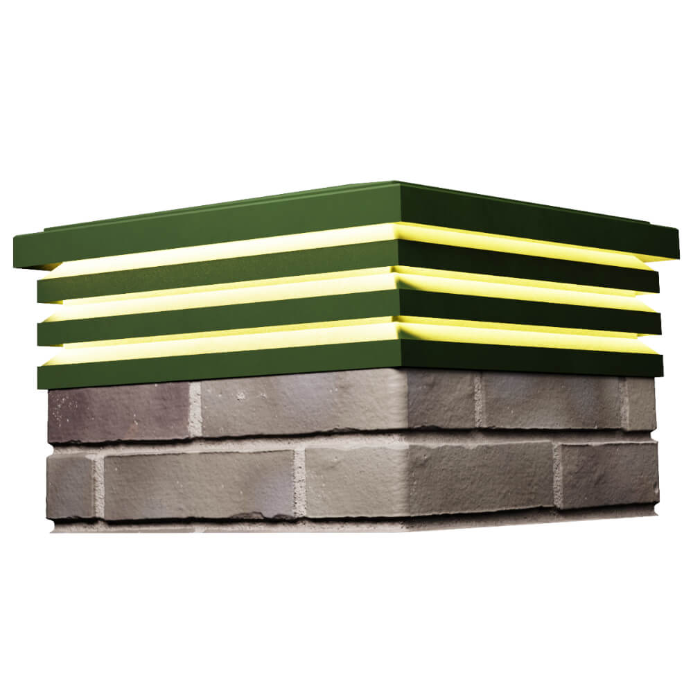 Колпак Zking Бона ХайТек Зеленый на столб 1.5х1.5 кирпича (385х385мм) с подсветкой в Петрозаводске фото