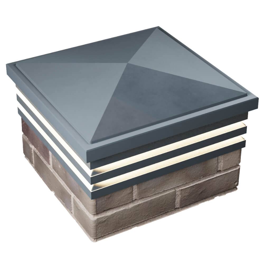 Колпак Zking Бона ХайТек Серый на столб 1.5х1.5 кирпича (385х385мм) с подсветкой в Петрозаводске фото