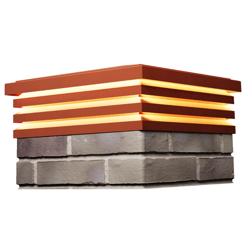 Колпак Zking Бона ХайТек Красный на столб 1.5х1.5 кирпича (385х385мм) с подсветкой в Петрозаводске фото