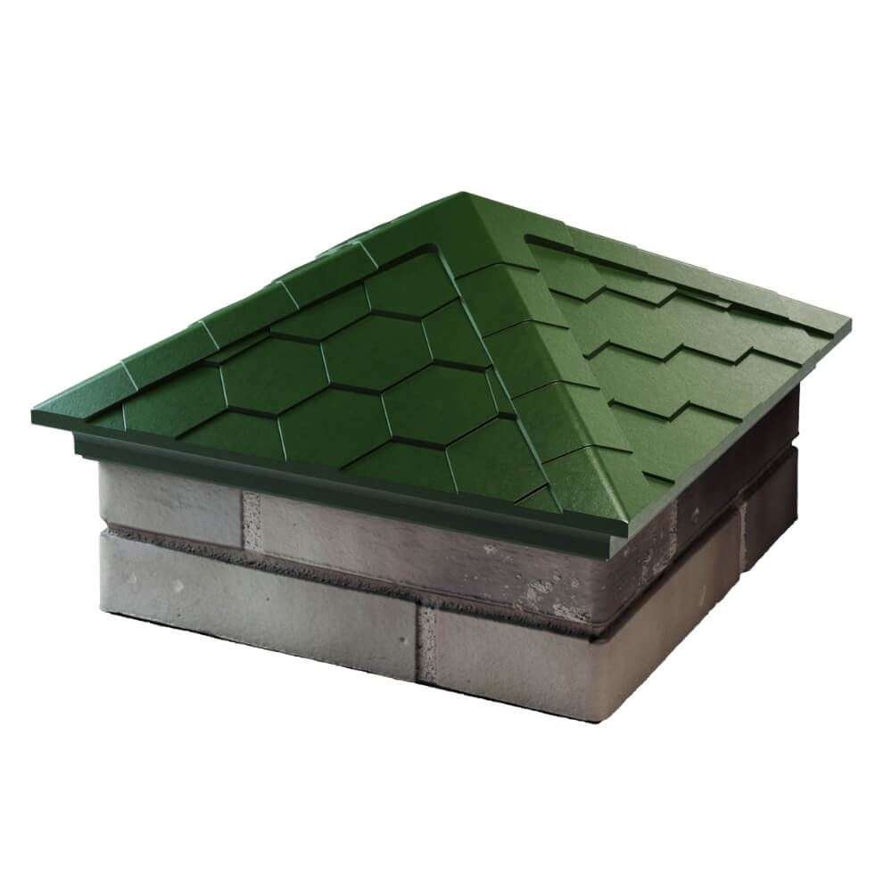 Колпак Zking Эверест Зеленый на столб 1.5х1.5 кирпича (390х390мм) в Петрозаводске фото