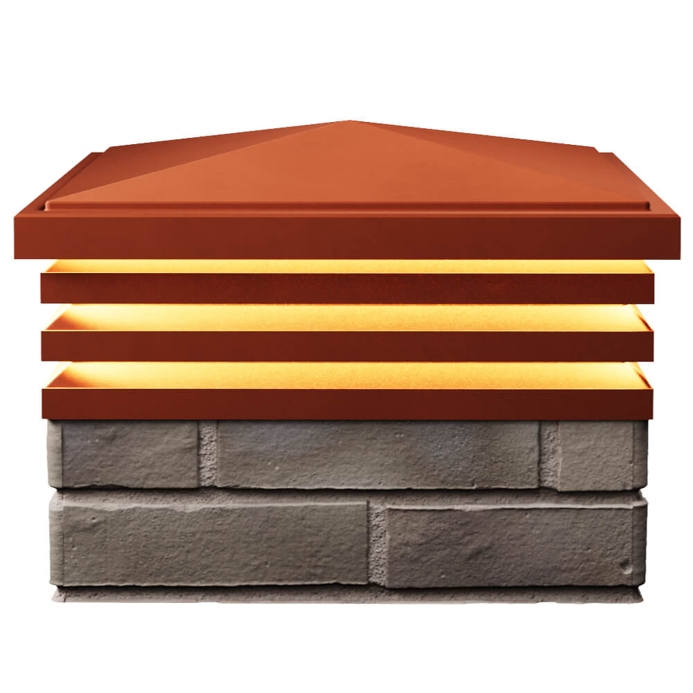 Колпак Zking Бона ХайТек Красный на столб 1.5х1.5 кирпича (385х385мм) с подсветкой в Петрозаводске фото