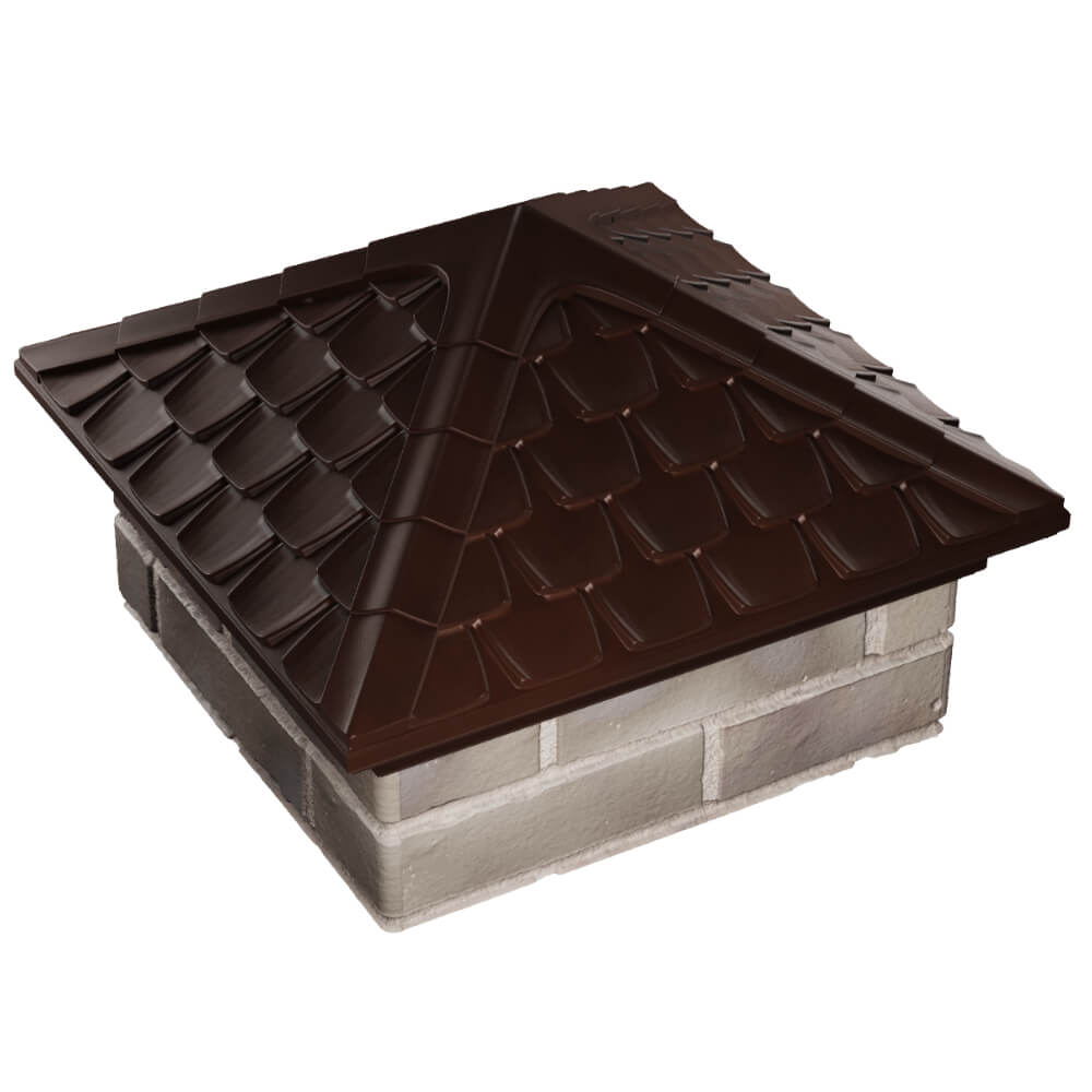 Колпак Zking Эльбрус Коричневый на столб 1.5х1.5 кирпича (385х385мм) в Петрозаводске фото