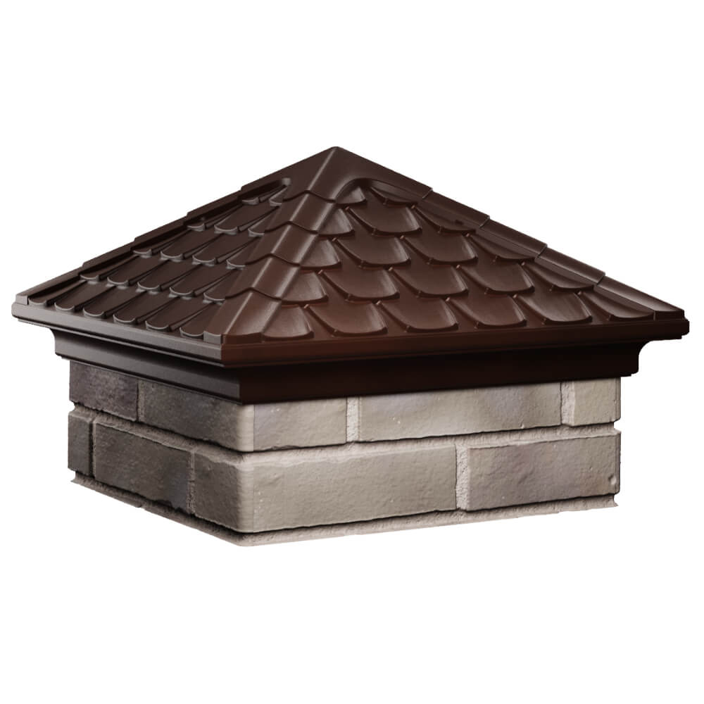 Колпак Zking Эльбрус Коричневый на столб 1.5х1.5 кирпича (385х385мм) в Петрозаводске фото